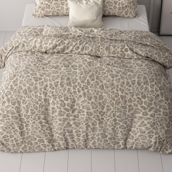 Micropercale Duvet Cover Set Tessa | Brown | Double - 200cm (W) x 220cm (L) - The Bedding & Blankets Store