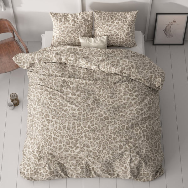 Micropercale Duvet Cover Set Tessa | Brown | Double - 200cm (W) x 220cm (L) - The Bedding & Blankets Store