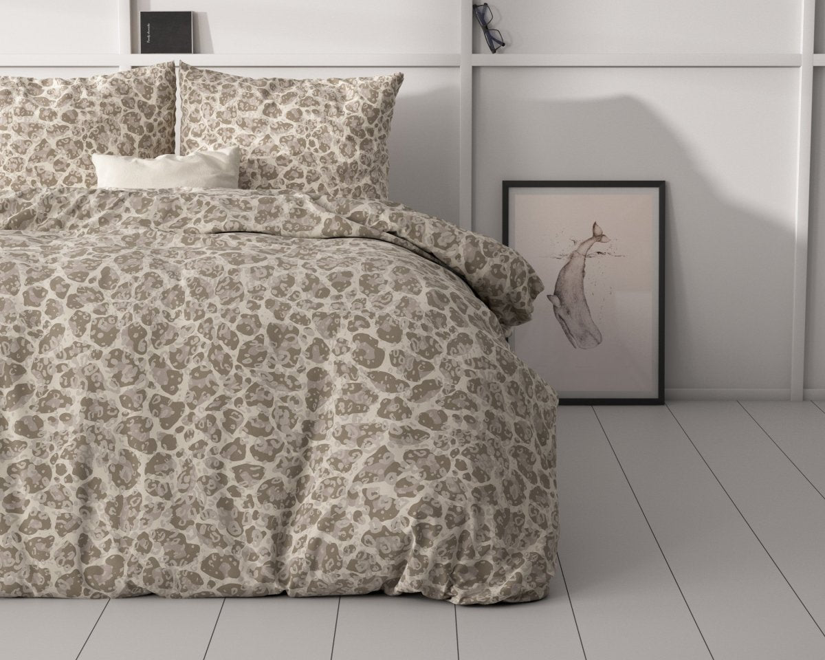 Micropercale Duvet Cover Set Tessa | Brown | Double - 200cm (W) x 220cm (L) - The Bedding & Blankets Store