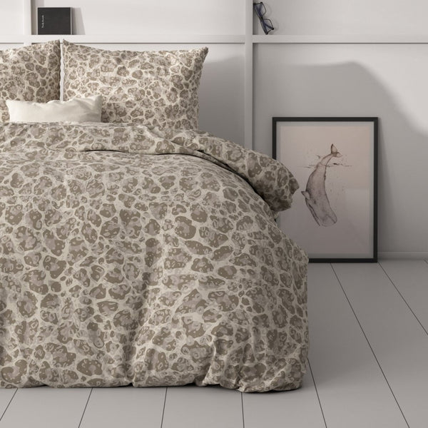 Micropercale Duvet Cover Set Tessa | Brown | Double - 200cm (W) x 220cm (L) - The Bedding & Blankets Store