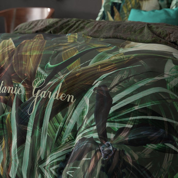 Micropercale Duvet Cover Set The Botanic Garden | Green | Double - 200cm (W) x 200/220cm (L) - The Bedding & Blankets Store
