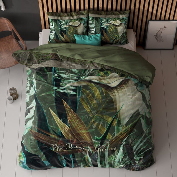 Micropercale Duvet Cover Set The Botanic Garden | Green | Double - 200cm (W) x 200/220cm (L) - The Bedding & Blankets Store