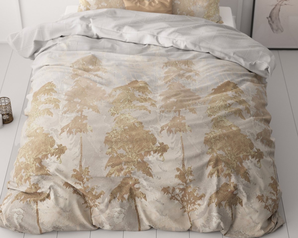 Micropercale Duvet Cover Set Treasture Three | Gold | Double - 200cm (W) x 200/220cm (L) - The Bedding & Blankets Store