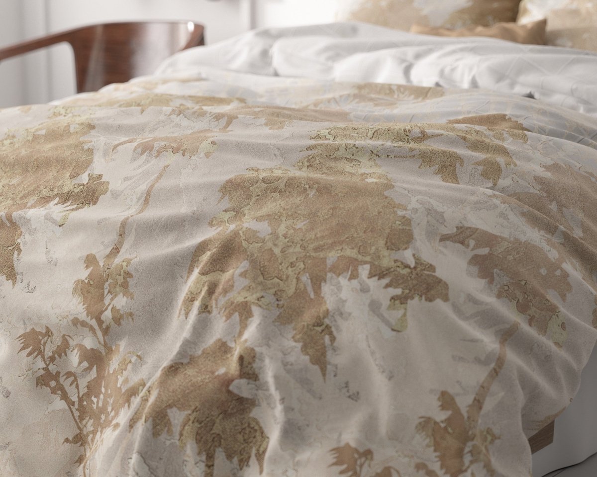 Micropercale Duvet Cover Set Treasture Three | Gold | Double - 200cm (W) x 200/220cm (L) - The Bedding & Blankets Store