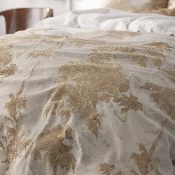 Micropercale Duvet Cover Set Treasture Three | Gold | Double - 200cm (W) x 200/220cm (L) - The Bedding & Blankets Store