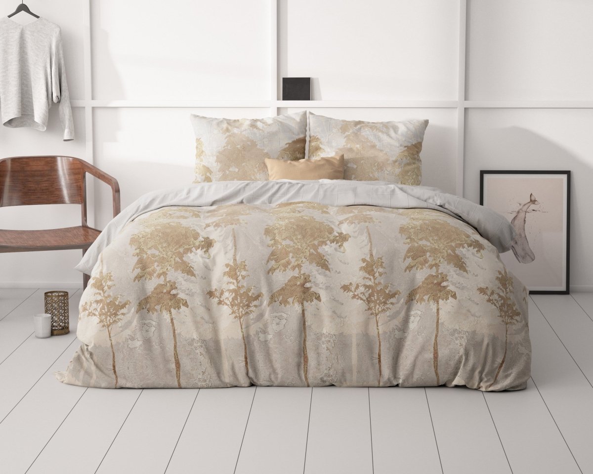 Micropercale Duvet Cover Set Treasture Three | Gold | Double - 200cm (W) x 200/220cm (L) - The Bedding & Blankets Store