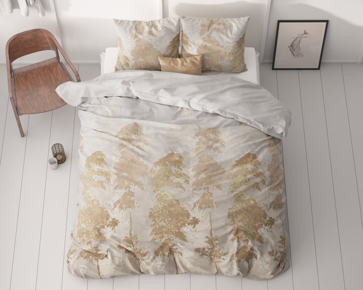Micropercale Duvet Cover Set Treasture Three | Gold | Double - 200cm (W) x 200/220cm (L) - The Bedding & Blankets Store
