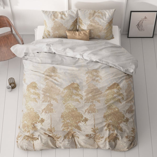 Micropercale Duvet Cover Set Treasture Three | Gold | Double - 200cm (W) x 200/220cm (L) - The Bedding & Blankets Store