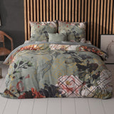 Micropercale Duvet Cover Set Triangle Nature | Green | Double - 200cm (W) x 200/220cm (L) - The Bedding & Blankets Store