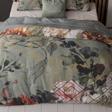 Micropercale Duvet Cover Set Triangle Nature | Green | Double - 200cm (W) x 200/220cm (L) - The Bedding & Blankets Store