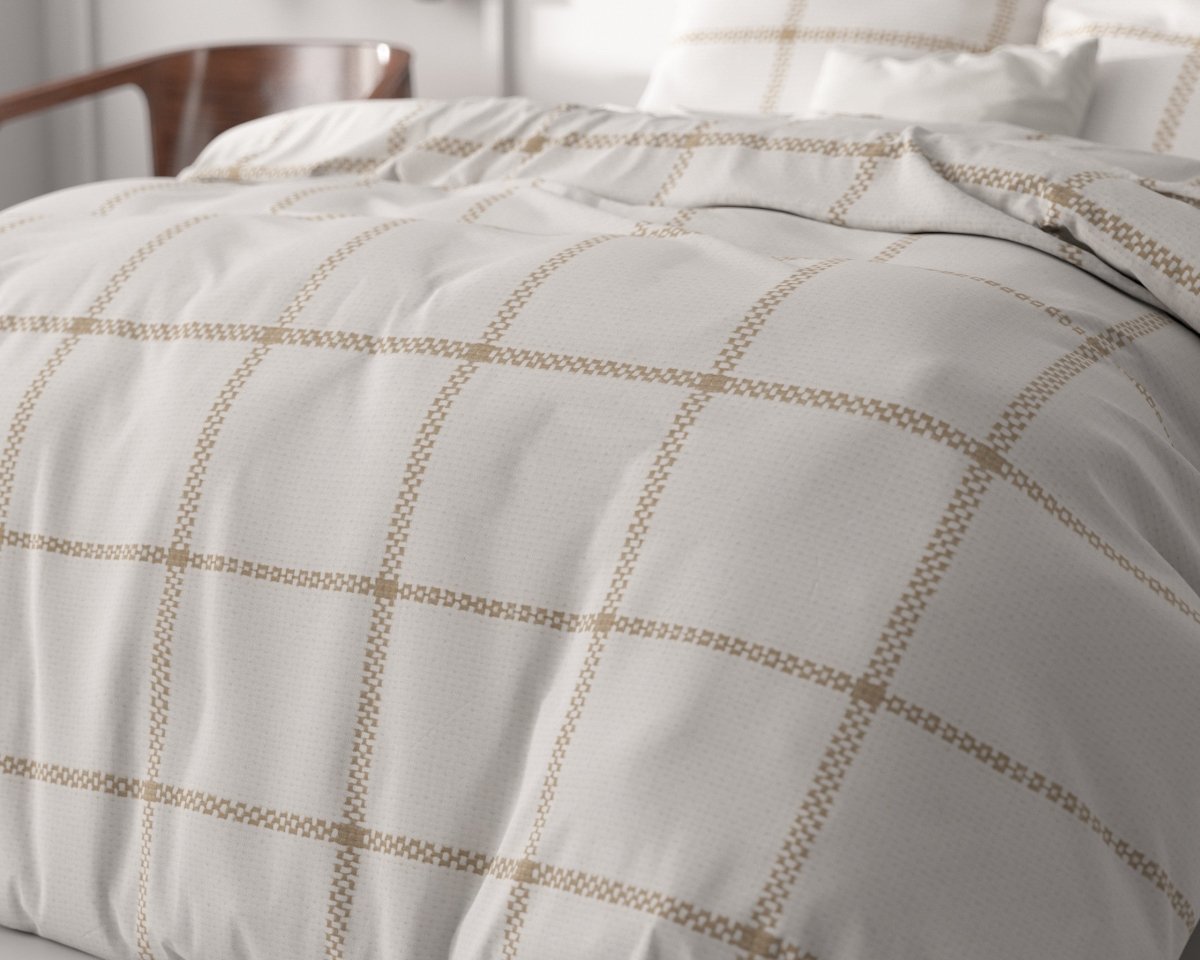 Micropercale Duvet Cover Set Vasco | White | Double - 200cm (W) x 220cm (L) - The Bedding & Blankets Store