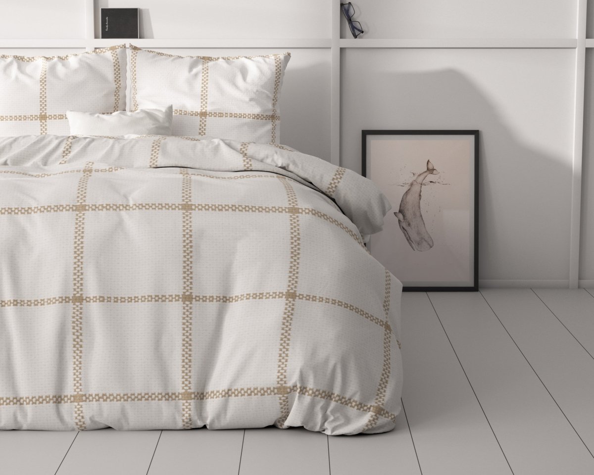 Micropercale Duvet Cover Set Vasco | White | Double - 200cm (W) x 220cm (L) - The Bedding & Blankets Store