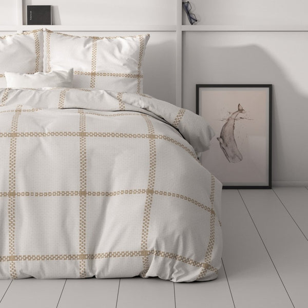 Micropercale Duvet Cover Set Vasco | White | Double - 200cm (W) x 220cm (L) - The Bedding & Blankets Store