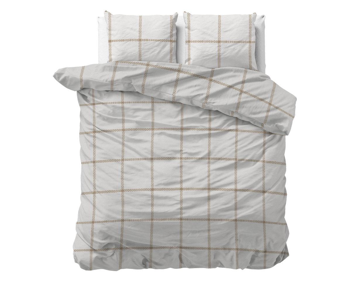 Micropercale Duvet Cover Set Vasco | White | Double - 200cm (W) x 220cm (L) - The Bedding & Blankets Store