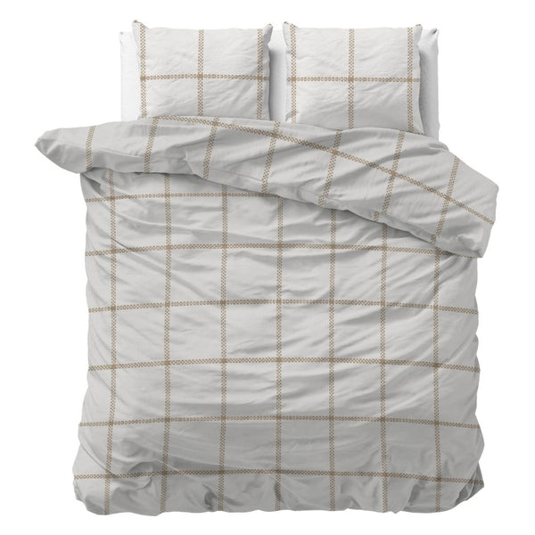 Micropercale Duvet Cover Set Vasco | White | Double - 200cm (W) x 220cm (L) - The Bedding & Blankets Store
