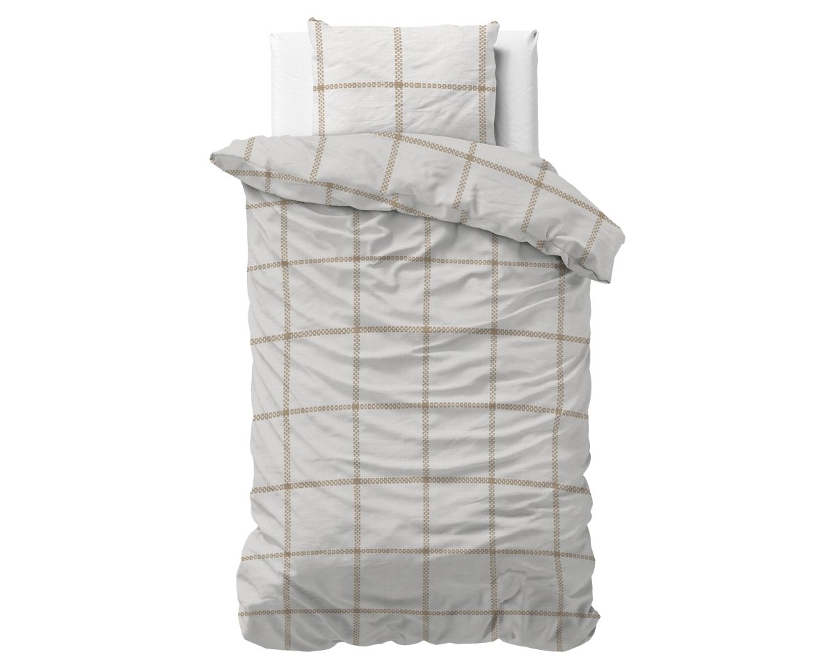 Micropercale Duvet Cover Set Vasco | White | Double - 200cm (W) x 220cm (L) - The Bedding & Blankets Store