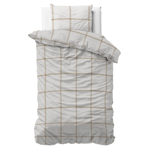 Micropercale Duvet Cover Set Vasco | White | Double - 200cm (W) x 220cm (L) - The Bedding & Blankets Store