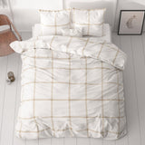 Micropercale Duvet Cover Set Vasco | White | Double - 200cm (W) x 220cm (L) - The Bedding & Blankets Store