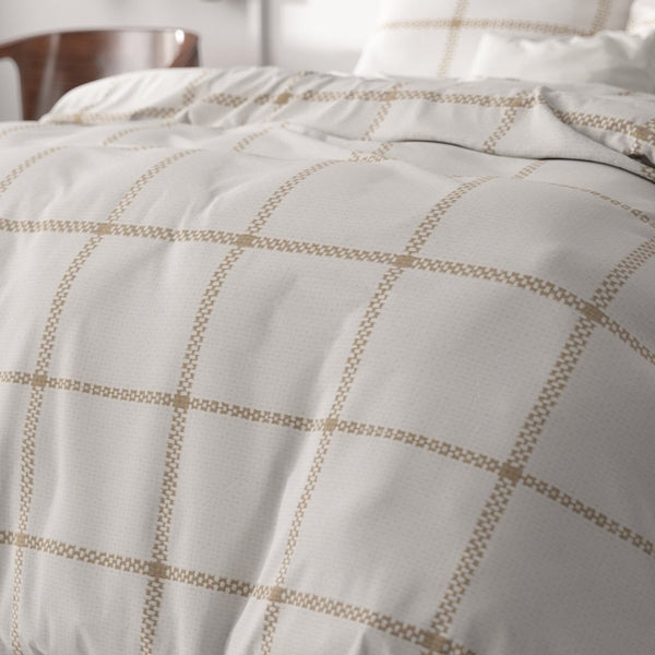 Micropercale Duvet Cover Set Vasco | White | Double - 200cm (W) x 220cm (L) - The Bedding & Blankets Store