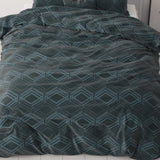 Micropercale Duvet Cover Set Wavey | Navy | Double - 200cm (W) x 200/220cm (L) - The Bedding & Blankets Store