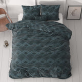 Micropercale Duvet Cover Set Wavey | Navy | Double - 200cm (W) x 200/220cm (L) - The Bedding & Blankets Store