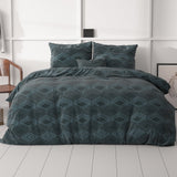 Micropercale Duvet Cover Set Wavey | Navy | Double - 200cm (W) x 200/220cm (L) - The Bedding & Blankets Store