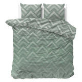 Micropercale Duvet Cover Set Wavey Shades | Green | Double - 200cm (W) x 200/220cm (L) - The Bedding & Blankets Store