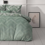 Micropercale Duvet Cover Set Wavey Shades | Green | Double - 200cm (W) x 200/220cm (L) - The Bedding & Blankets Store