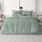 Micropercale Duvet Cover Set Wavey Shades | Green | Double - 200cm (W) x 200/220cm (L) - The Bedding & Blankets Store