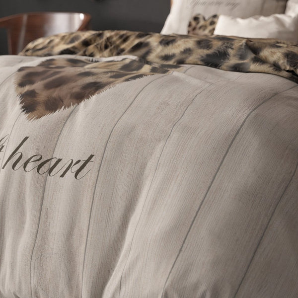 Micropercale Duvet Cover Set You Are My Heart | Sand | Double - 200cm (W) x 200/220cm (L) - The Bedding & Blankets Store