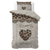 Micropercale Duvet Cover Set You Are My Heart | Sand | Double - 200cm (W) x 200/220cm (L) - The Bedding & Blankets Store