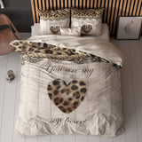 Micropercale Duvet Cover Set You Are My Heart | Sand | Double - 200cm (W) x 200/220cm (L) - The Bedding & Blankets Store