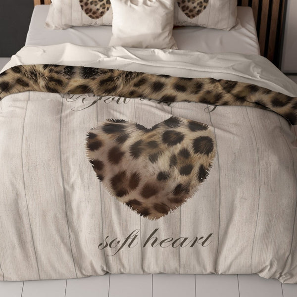 Micropercale Duvet Cover Set You Are My Heart | Sand | Double - 200cm (W) x 200/220cm (L) - The Bedding & Blankets Store