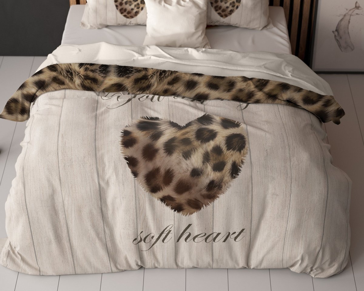 Micropercale Duvet Cover Set You Are My Heart | Sand | Double - 200cm (W) x 200/220cm (L) - The Bedding & Blankets Store
