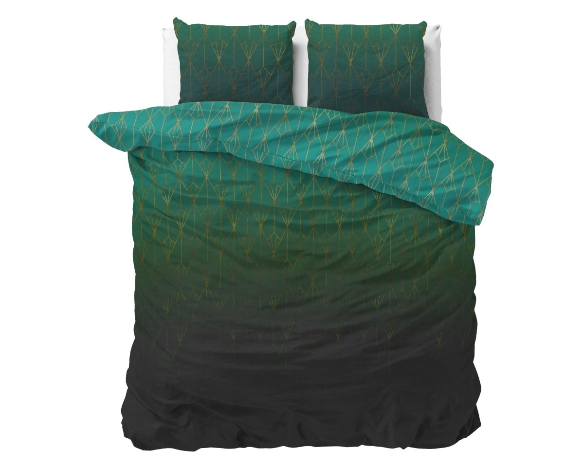 Pollycotton Duvet Cover Set Bowen | Green | Single - 140cm (W) x 220cm (L) - The Bedding & Blankets Store