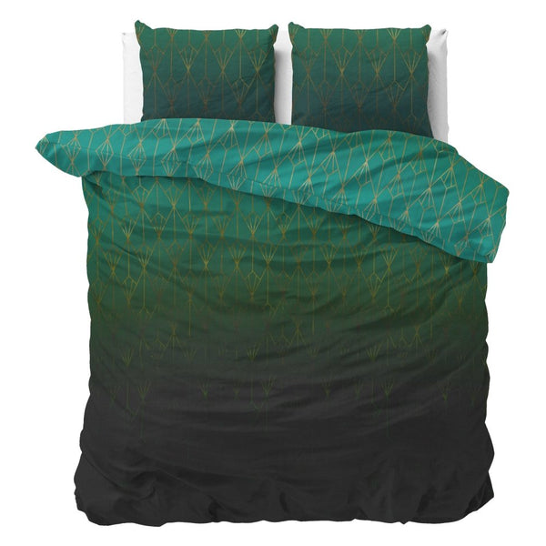 Pollycotton Duvet Cover Set Bowen | Green | Single - 140cm (W) x 220cm (L) - The Bedding & Blankets Store