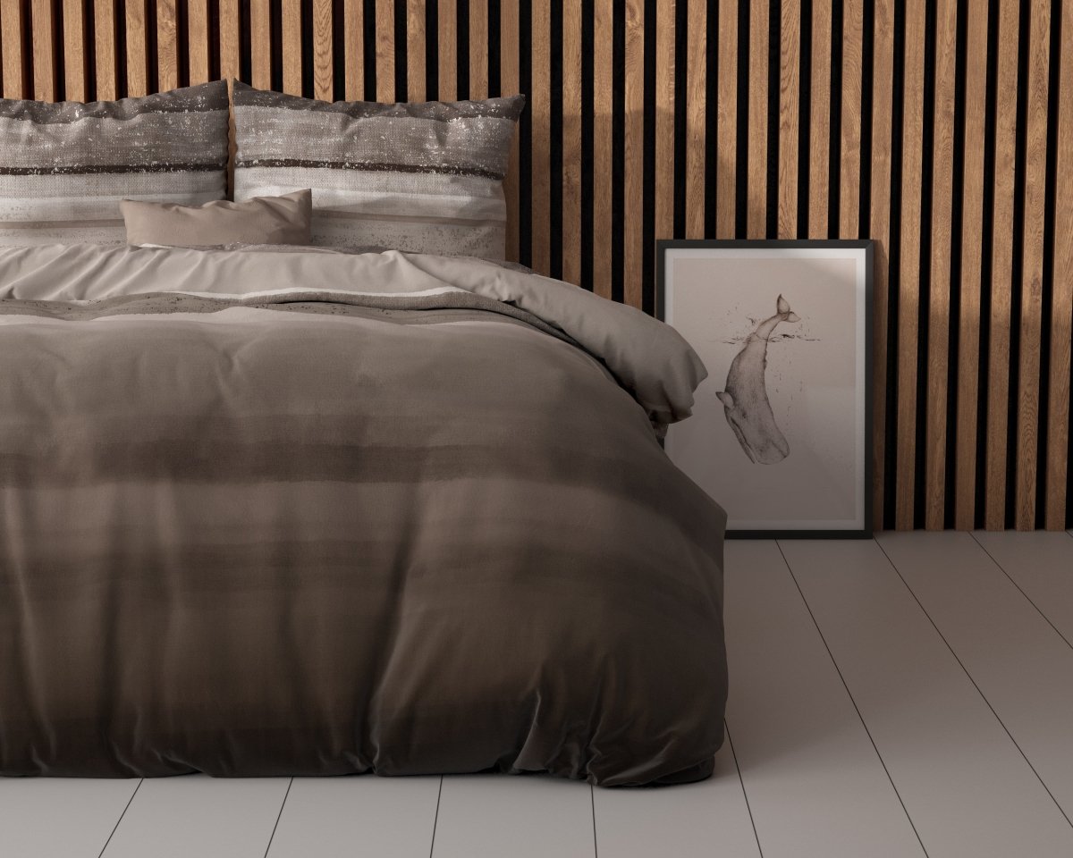 Pollycotton Duvet Cover Set Marcus | Taupe | Single - 140cm (W) x 220cm (L) - The Bedding & Blankets Store