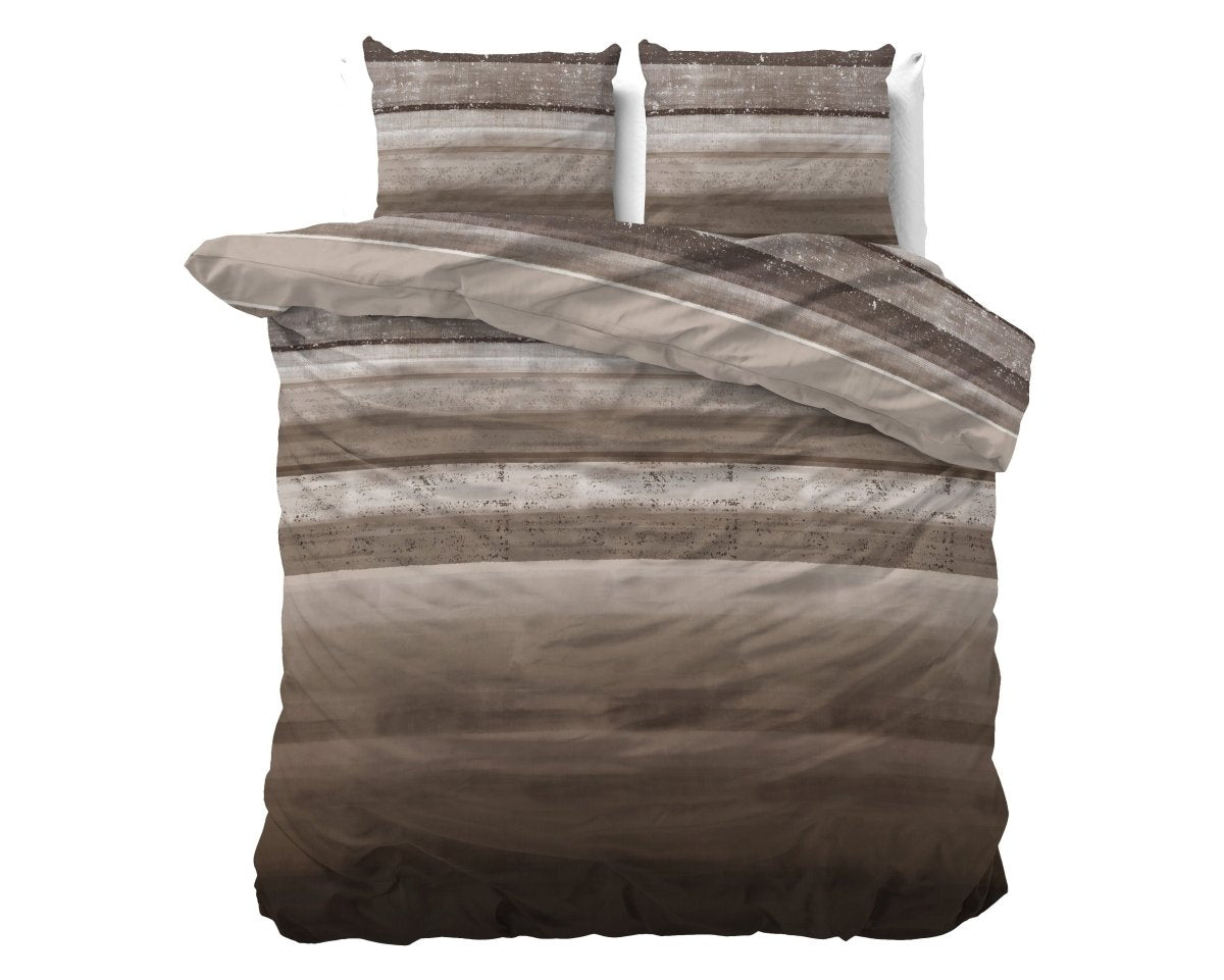 Pollycotton Duvet Cover Set Marcus | Taupe | Single - 140cm (W) x 220cm (L) - The Bedding & Blankets Store