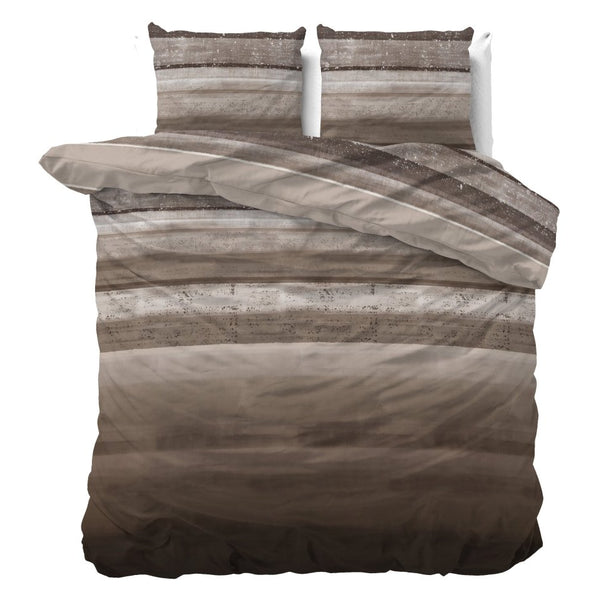 Pollycotton Duvet Cover Set Marcus | Taupe | Single - 140cm (W) x 220cm (L) - The Bedding & Blankets Store