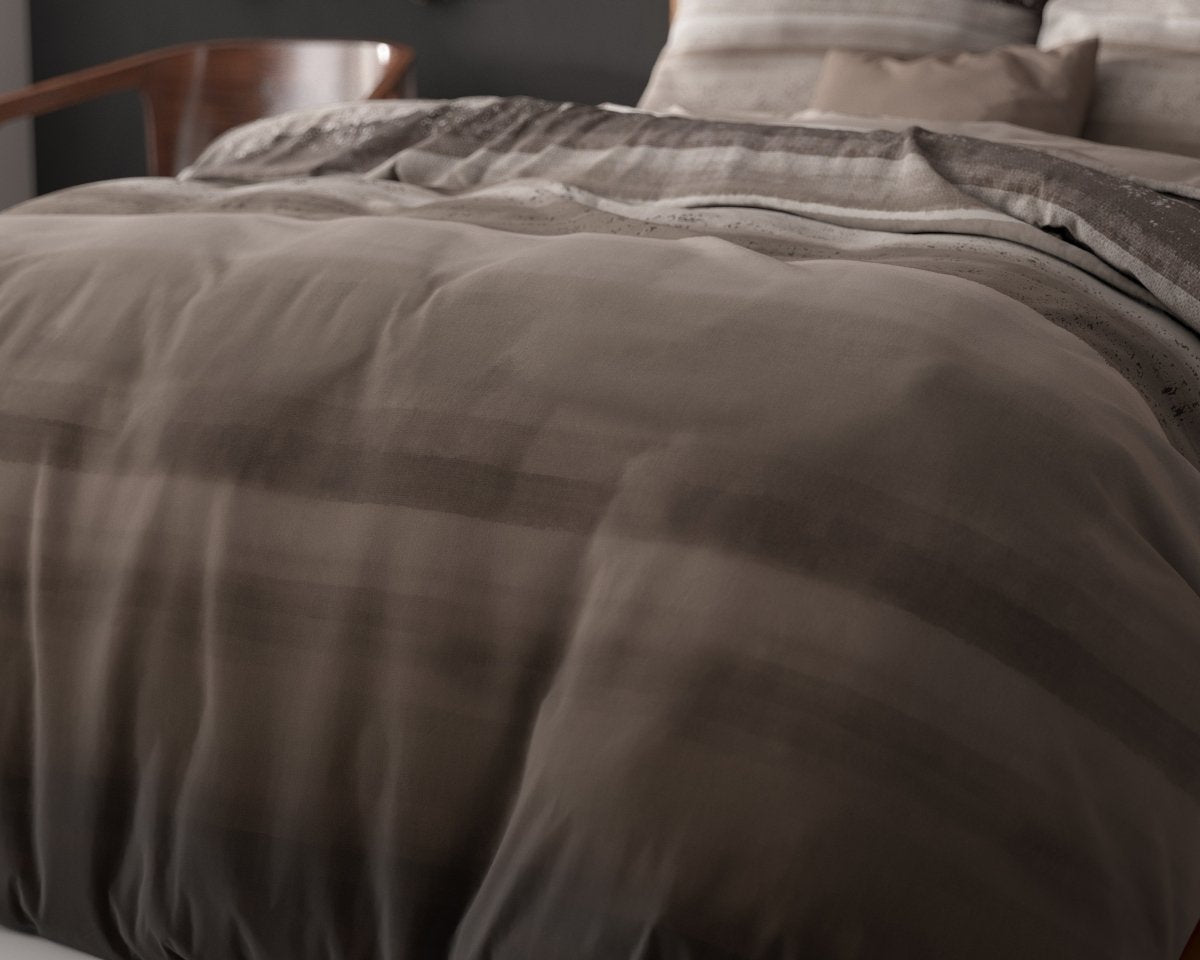 Pollycotton Duvet Cover Set Marcus | Taupe | Single - 140cm (W) x 220cm (L) - The Bedding & Blankets Store