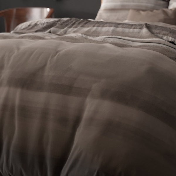 Pollycotton Duvet Cover Set Marcus | Taupe | Single - 140cm (W) x 220cm (L) - The Bedding & Blankets Store