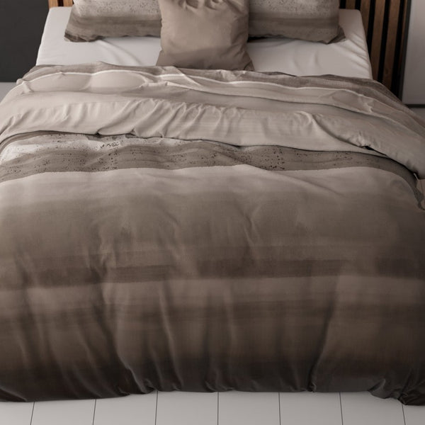 Pollycotton Duvet Cover Set Marcus | Taupe | Single - 140cm (W) x 220cm (L) - The Bedding & Blankets Store