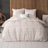 Pollycotton Duvet Cover Set Mirela | Sand | Single - 140cm (W) x 220cm (L) - The Bedding & Blankets Store