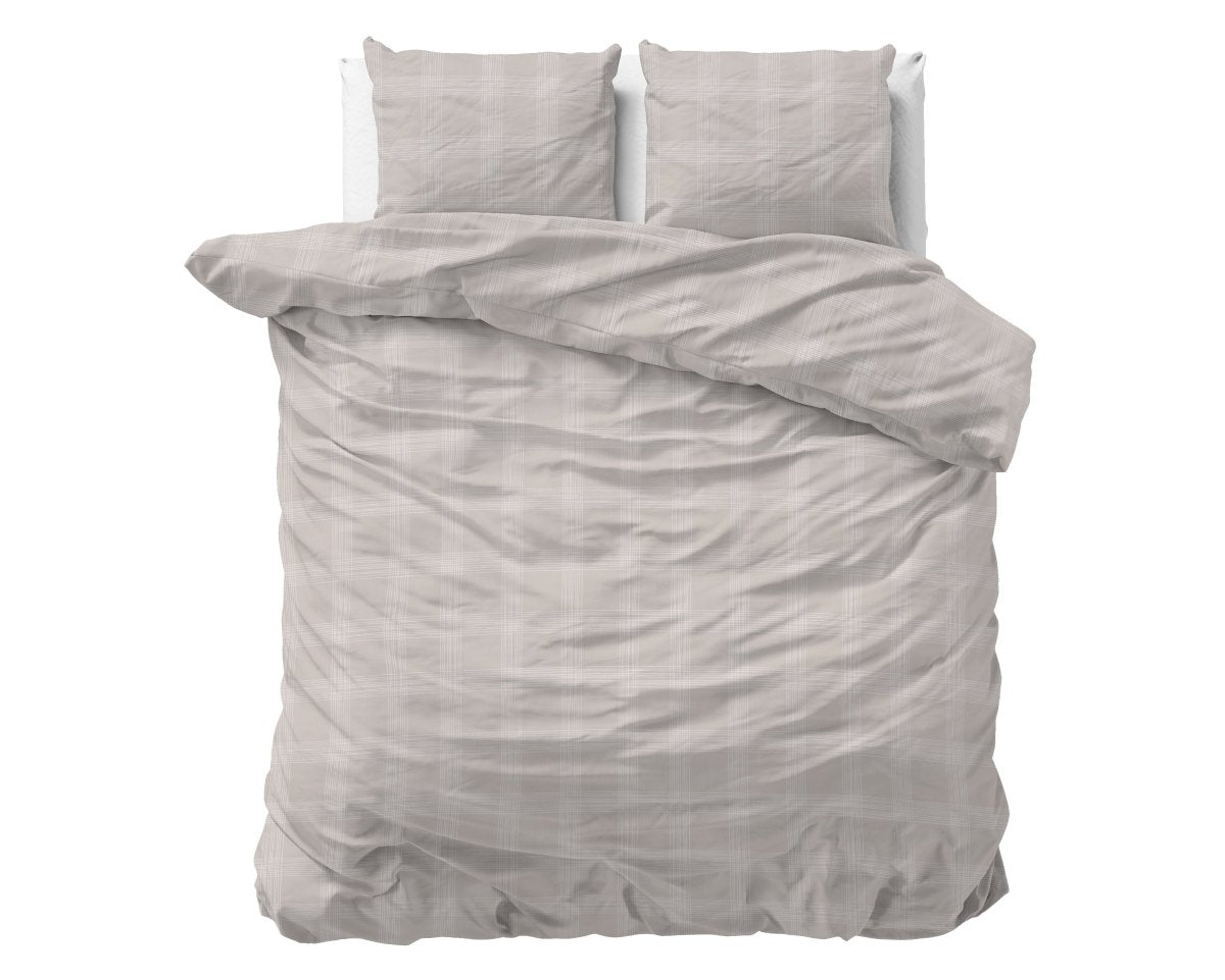 Pollycotton Duvet Cover Set Mirela | Sand | Single - 140cm (W) x 220cm (L) - The Bedding & Blankets Store