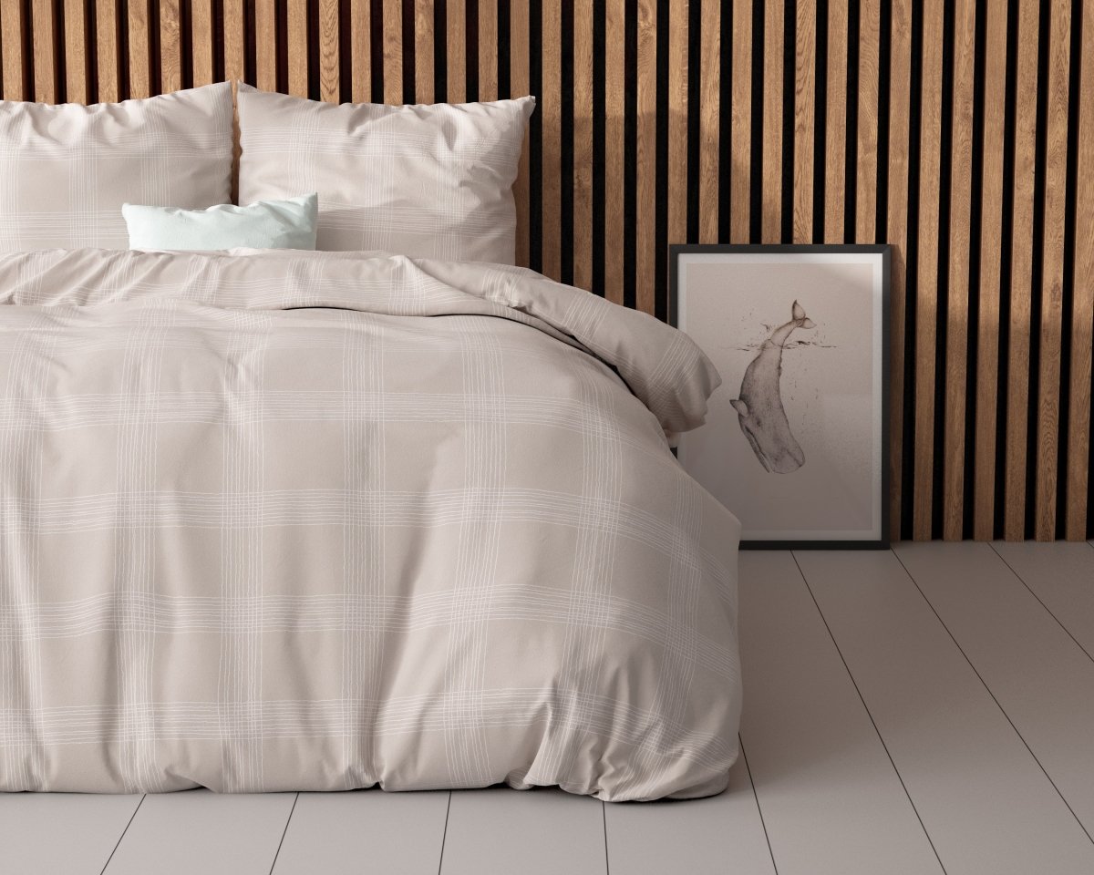 Pollycotton Duvet Cover Set Mirela | Sand | Single - 140cm (W) x 220cm (L) - The Bedding & Blankets Store