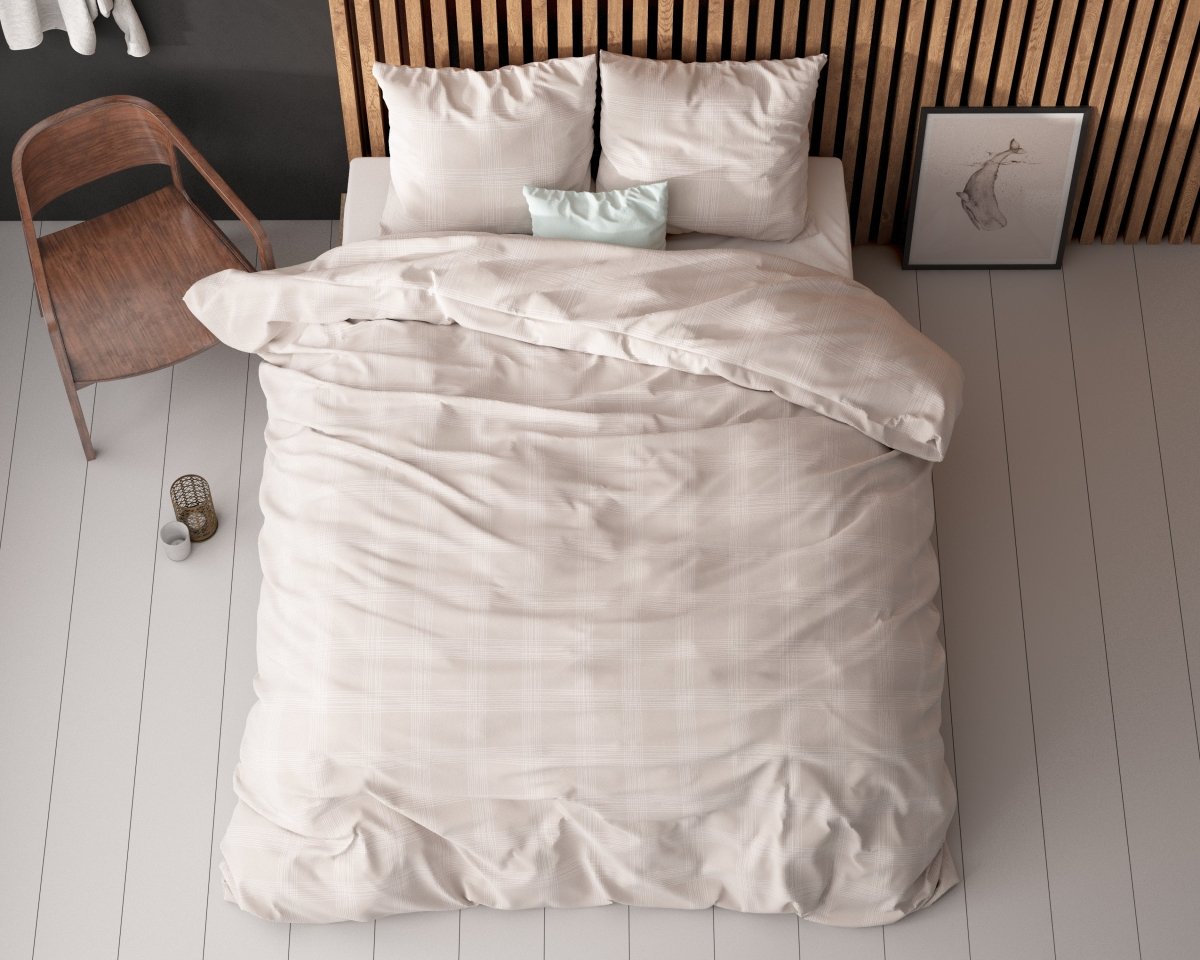 Pollycotton Duvet Cover Set Mirela | Sand | Single - 140cm (W) x 220cm (L) - The Bedding & Blankets Store
