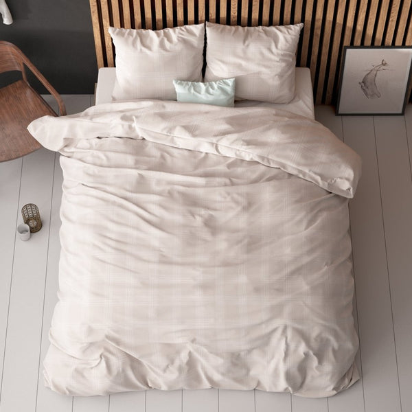 Pollycotton Duvet Cover Set Mirela | Sand | Single - 140cm (W) x 220cm (L) - The Bedding & Blankets Store