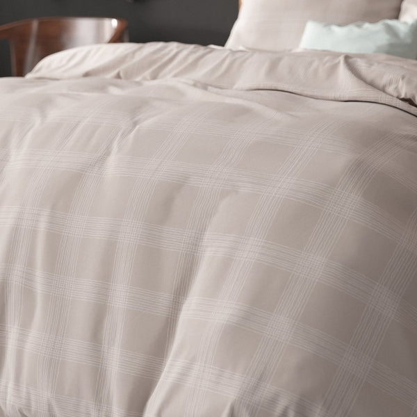 Pollycotton Duvet Cover Set Mirela | Sand | Single - 140cm (W) x 220cm (L) - The Bedding & Blankets Store