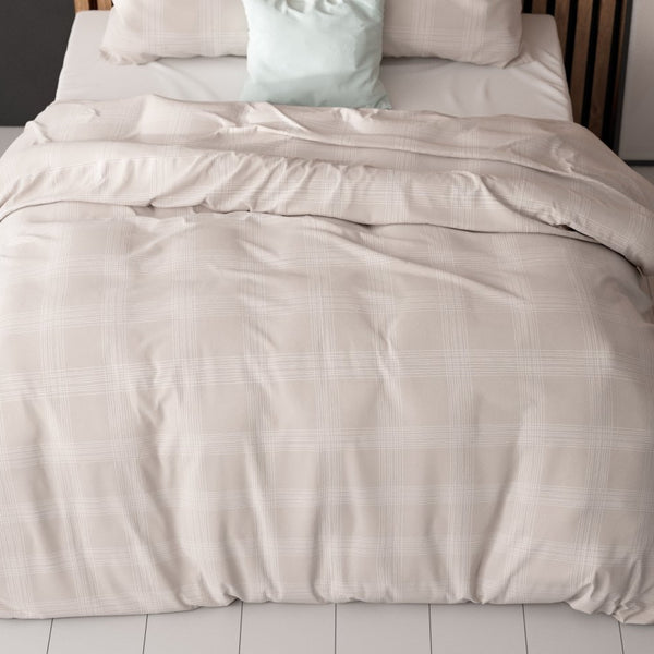Pollycotton Duvet Cover Set Mirela | Sand | Single - 140cm (W) x 220cm (L) - The Bedding & Blankets Store