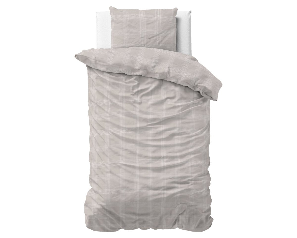Pollycotton Duvet Cover Set Mirela | Sand | Single - 140cm (W) x 220cm (L) - The Bedding & Blankets Store